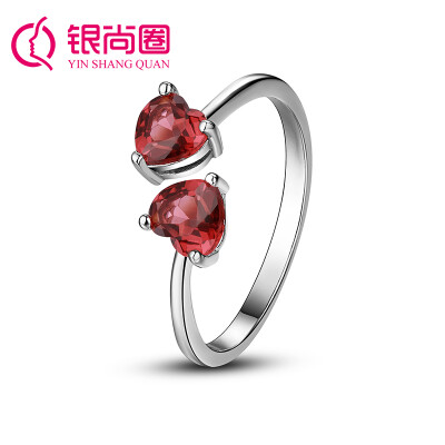 

Silver Circle Circle 925 Silver Garnet Ring Women Heart Heart Silver Ring