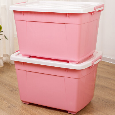 

Baicaoyuan plastic storage box storage box clothes sundries storage box large 90L 2 pink