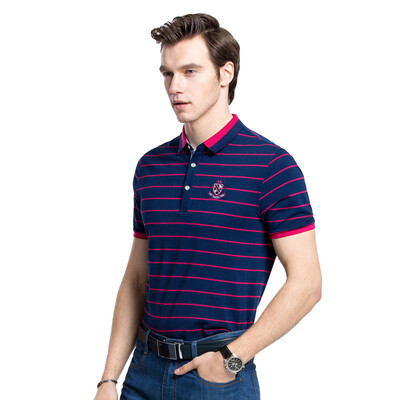 

Camel (CAMEL) men's summer fashion business stripes lapel POLO short sleeve T-shirt X7B201217 green XL