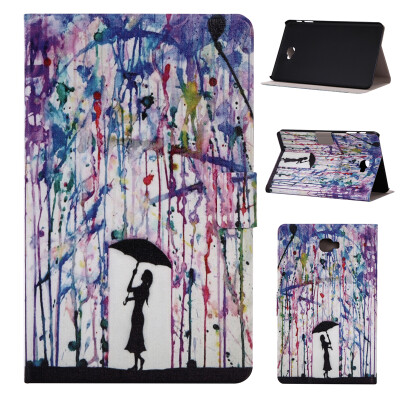 

Girl under Umbrella Style Classic Flip Cover with Stand Function and Credit Card Slot for Samsung Galaxy Tab A 10.1 T580N