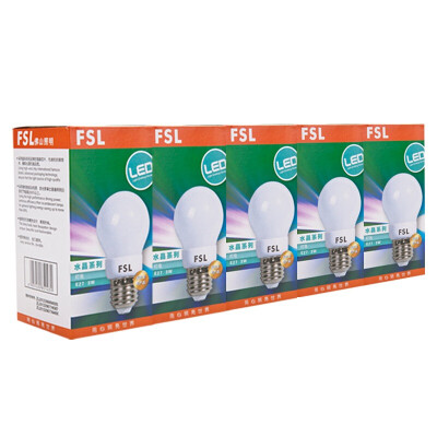 

Foshan Lighting FSL LED Bulb Energy Saving Lamp 3W Daylight 6500K E27 Crystal Series 5 Pack