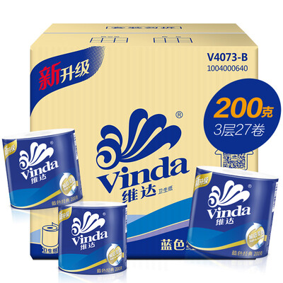 

Вида (из Vinda) синий классический бумажный слой 3 * 30 140г рулон туалетной бумаги