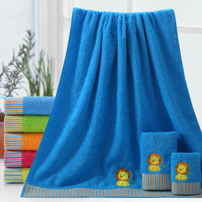 

Вогез Джи Ю хлопок полотенце / полотенца / ребенок полотенце вышитого красочного мультфильм дети Family Pack трехсекционное синее настроение