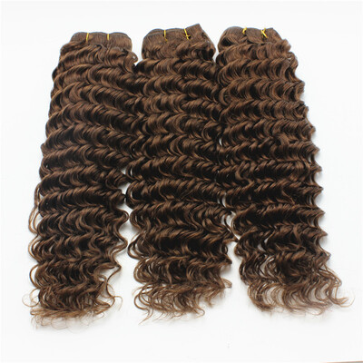 

4 Chocolate Brown Weave Bundles 3pcsLot Deep Wave Brazilian Human Virgin Hair 7A Grade Remy Hair Brown Weft Extension
