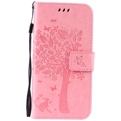 

Pink Tree Design PU Leather Flip Cover Wallet Card Holder Case for SAMSUNG S6