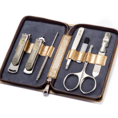 

Craftsmanship MrGreen -8001 stainless steel anti-splash nail knife set with medium nail clippers nail file ear spoon eyebrow clip four classic suit