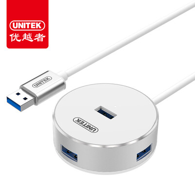 

(UNITEK) USB3.0 сплиттер высокоскоростное расширение перетаскивания более четырех интерфейсов 0,6 м портативный настольный компьютер 4-портовый концентратор HUB конвертер все алюминиевый Y-3197AWH