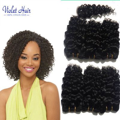 

Kinky curly hair bundles with closure Brazilian human virgin hair 6 bundles with closure 8 inch short hair for summer