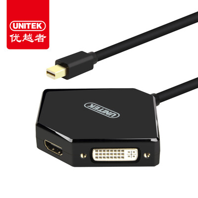 

(UNITEK) Mini DP to VGA / HDMI / DVI трехконтактный конвертер Mini Displayport адаптер Яблочный соединительный кабель Y-6353BK