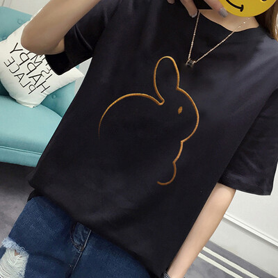 

VIVAHEART Korean T-shirt embroidered pattern short-sleeved T-shirt female VWTD174232 black