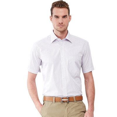 

Virtue casual lattice men short sleeve breathable shirt