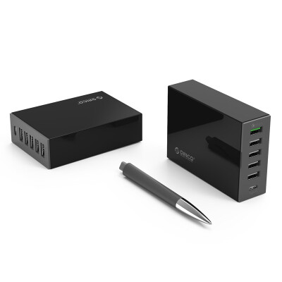 

ORICO TSL-6U Desktop Multi-Port USB Charger Type-c * 1 / 2.4A * 4 / Fast Charge 2.0 Output 5V10A High Power Charger Black