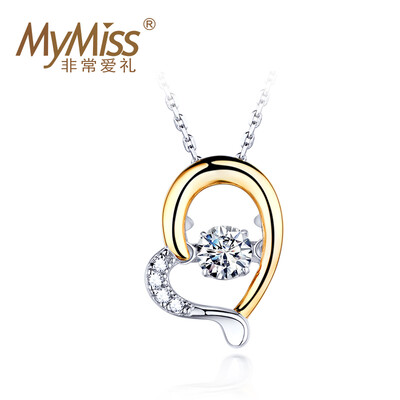 

Mymiss Mosaic Swarovski 120 Zircon Silver Necklace Heart Pendant Chainbone Chain willing