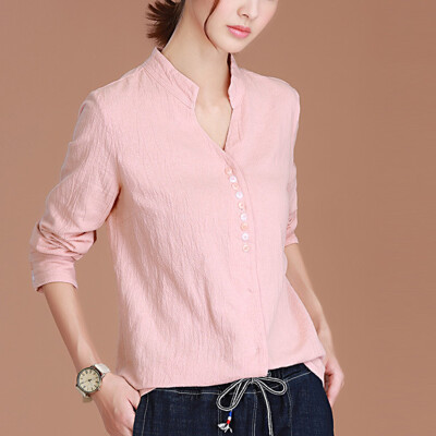 

CITYPLUS Arts Fan Li collar wild primer shirt loose long-sleeved shirt CWCC172473 pink