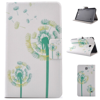 

Green Dandelion Style Classic Flip Cover with Stand Function and Credit Card Slot for Samsung Galaxy Tab 4 T230