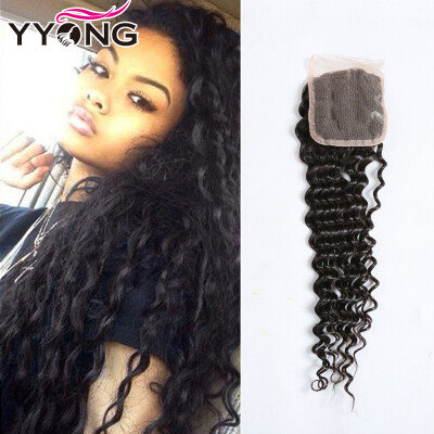 

Indian Lace Closure Deep Wave 4*4 Human Hair Lace Closure 8A Grade Middle/Free/Three Part Indian Virgin Hair Deep Wave Closure