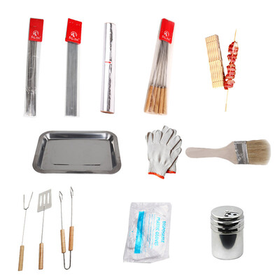 

Red Camp Outdoor BBQ Accessories Set Home Барбекю Набор инструментов для гриля Становится персональным пристеглением и салфеткой для целлюлозы Щетки для кисти и другие 14 комплектов