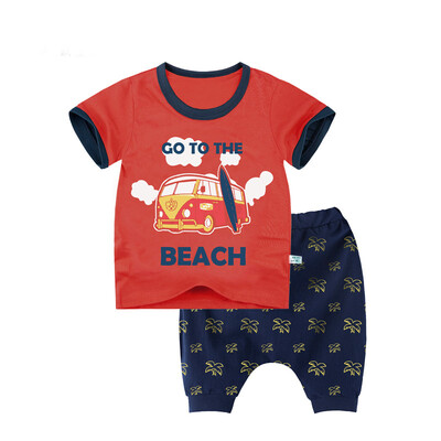 

Yue Tong Lai children's suit summer boy short-sleeved T-shirt harem pants suit summer Y1907 holiday bus 100