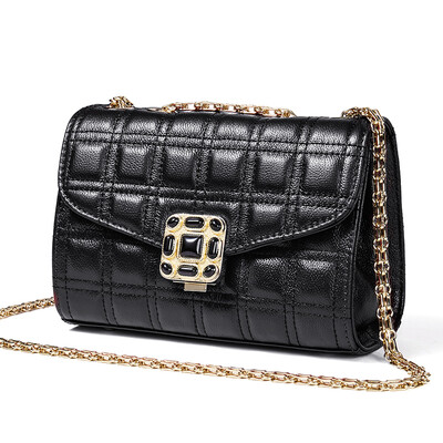 

NAWO Women's Shoulder Bundles Cowboy Simple Business Business OL Messenger Bag Commuter Locks Lingge Chain Package N154791 Wine Red