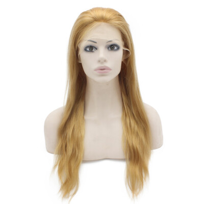 

100% Brazilian Remy Hair Human Hair Wigs #27 Honey Blonde Straight Lace Front Wig For White Women