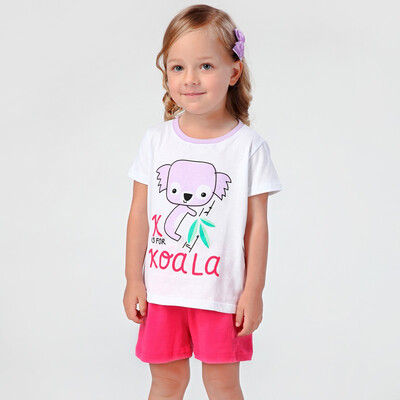 

Xin Song children 's suits girl koala paste embroidered T - shirt shorts suit B149A white rose red 80