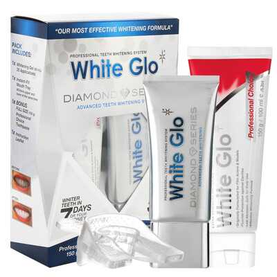 

White Glo Diamond Teeth Whitening Gel Set Health White Gel 50ml High Brightening Whitening Toothpaste 150g Nursing Dental 1 Australian Original Import