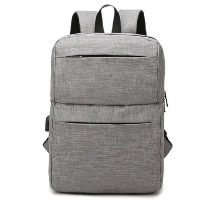 

Qixia book bag female Korean casual junior high school college student bag male USB charge backpack travel computer bag 601 gray