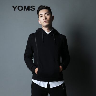 

(YOMS) sweater male hooded long sleeve zipper sports street coat 52203211 black L