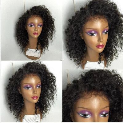 

Short kinky curly lace front human hair wigs brazilian virgin hair short curly full lace bob wig