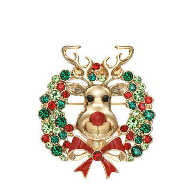 

Yoursfs Clear Rhinestone Pretty Brooch Gold Color Vivid Jumping Christmas Deer Pins Amazing Alloy Colorful Christmas Brooch