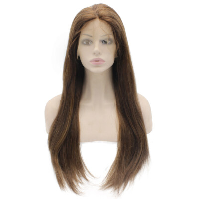 

427 Lace Front Straight Human Hair Wigs Highlight Chocolate Brown Glueless Virgin Brazilian Lace Front Wig