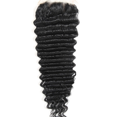 

Комплект волос для волос Beauty Style Deep Wave Closure 4x4 Кружевное закрытие Бразильское глубокое курчавое вышивание Человеческие волосы Закрытие Бесплатная доставка Soft