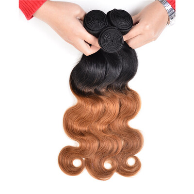 

Brazilian Body Wave Ombre Hair Bundles 100% Human Hair Weave 1B/30 Color 2 Tone Virgin Hair Weave Can Be Curly and Dyed