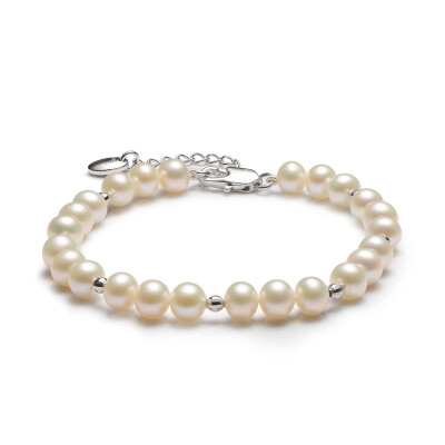 

Jingrun Pearl Jiao Rong 6-7mmS925 Silver inlaid freshwater pearl bracelet round white alloy buckle 18cm + 3cm