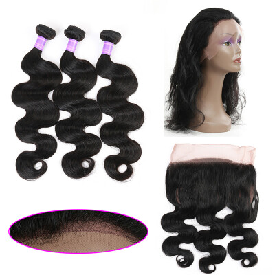 

8A Ali Pearl 360 Frontal With Bundles Body Wave Human Hair Weave With Baby Hair Brazilian Virgin Hair Body Wave With Closure