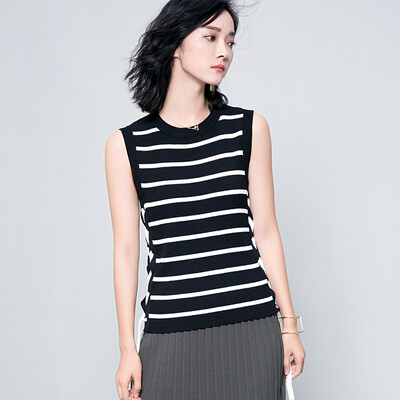 

Long Yue Women&39s Cross Strap Striped Sweater Art & Crafts Knit Vest LWYC174204 Black L