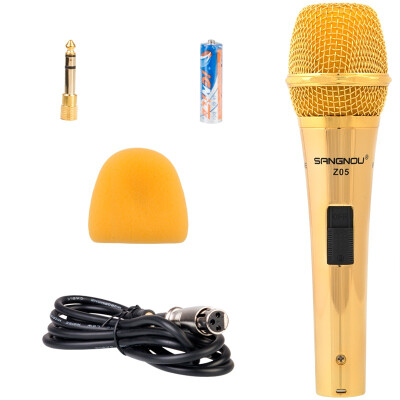 

Double promise Z06 professional moving cable microphone network K song computer / speaker / loudspeaker microphone black gold (with triangular bracket microphone battery 6.5mm adapter