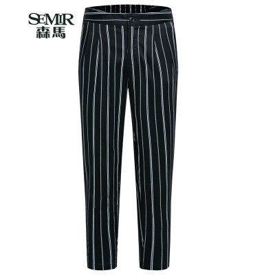 

Semir Semir casual pants summer was thin stripes Korean version of wild casual pants pants 13216260016 white black tones 28