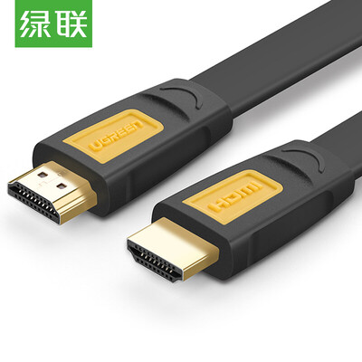 

Зеленый (UGREEN) Кабель HDMI версии 2.0 2K * 4K HD-кабель цифровое видео плоская линия доступ к компьютеру Телевизионный монитор линии проектора 1 метр желтый и черный 11188