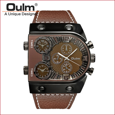 

Oulm Watch Leatheroid Belt Aanalog Colorful Quartz PC21 Multi Time Zone Watch Promotion
