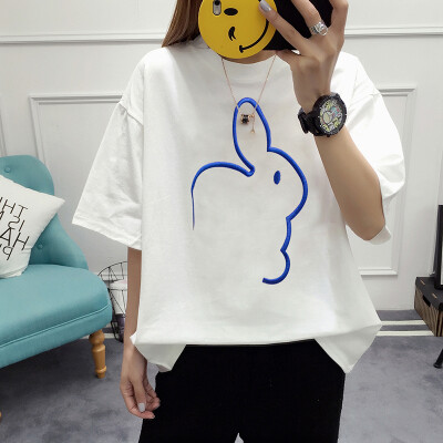 

VIVAHEART Korean T-shirt embroidery pattern short-sleeved T-shirt female VWTD174232 black L