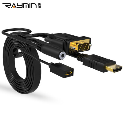 

Rui Ming RA215BK-0200 Кабель HDMI-VGA HD-видео конвертер с аудиокомпонентом подключен экран проектора линии 2 м черный