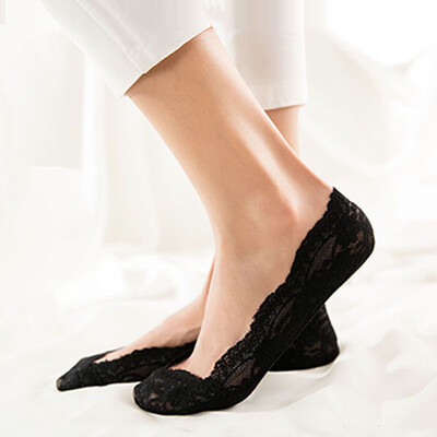 

【Jingdong Supermarket】 Langsha stockings socks 6 pairs of anti-skid silicone ship socks lace stealth socks anti-off shallow socks stockings female black uniform