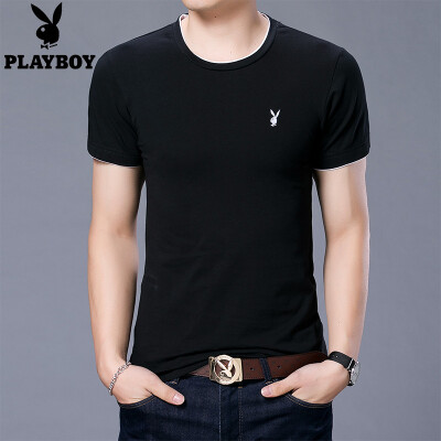 

Playboy PLAYBOY T-shirt Men's casual round neck short sleeve fashion wild t-shirt 17001PL1917 gray 3XL