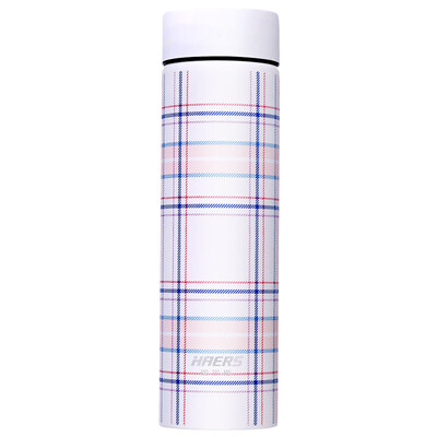 

HAERS Fashion Straight Thermos Double Stainless Steel Cup Business Office Men&Women Tea Cup 450ml Stripe Pink