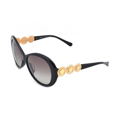 

VERSACE Versace Womens Black Frame Gold Arms Gray Gradient Lens Glasses Sunglasses MOD4256BA GB111