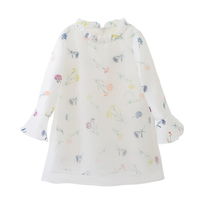 

Fragrance Flordeer French Kids Printed Collar Skirt Girls Dresses Fashion Princess Skirt F71042 White 100