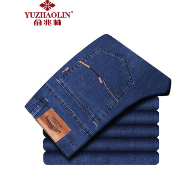 

Yu Zhaolin jeans men's cotton casual men's comfortable soft denim trousers YZL8033 blue and black thirty