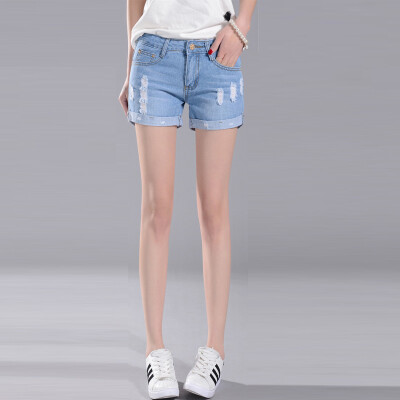 

City Plus CITYPLUS Arts Fan Straight Cuff Flap Cuff Denim Shorts CWDK174156 Light Blue 26