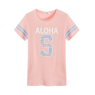 

Semir Semir short sleeve T-shirt summer ladies round neck letters printed straight t-shirt Korean version 12216000038 ice blue M